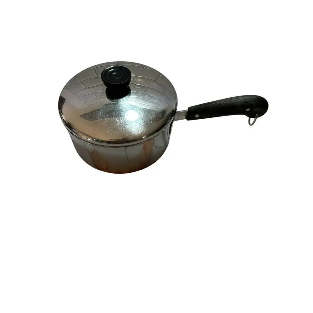 Vintage 1801 Revere Ware Copper Bottom 2 Quart Saucepan with Lid